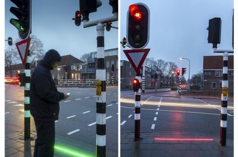 Ciudad holandesa instaló un «semáforo» en el suelo para  adictos al móvil