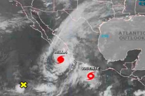 Huracán Willa próximo a costa mexicana y Vicente pasa a depresión tropical